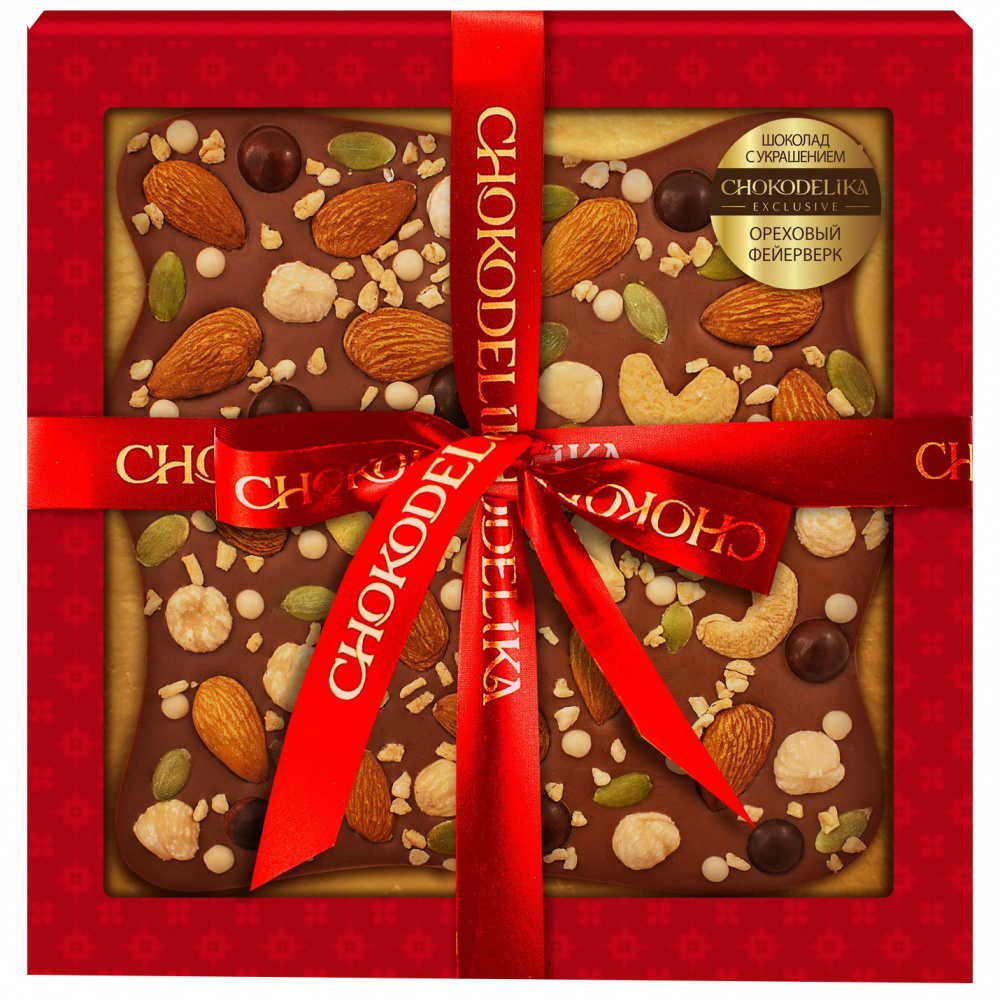 

Шоколад молочный Chokodelika "Ореховый фейерверк", с украшением, 180 г