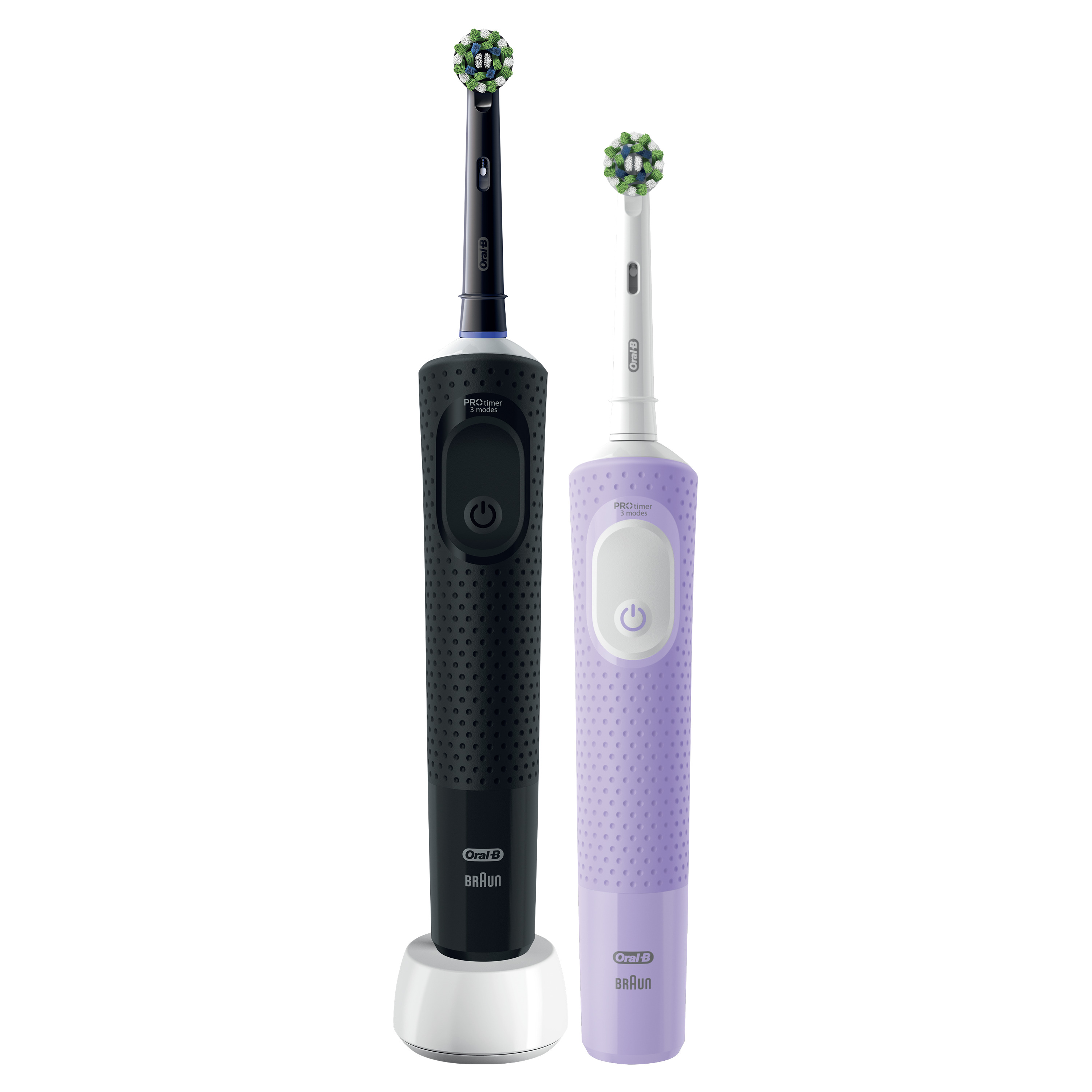Электрическая зубная щетка Oral-B Vitality Pro Duo фиолетовая, черная набор электрическая зубная щётка oral b vitality pro c зубной нитью черная