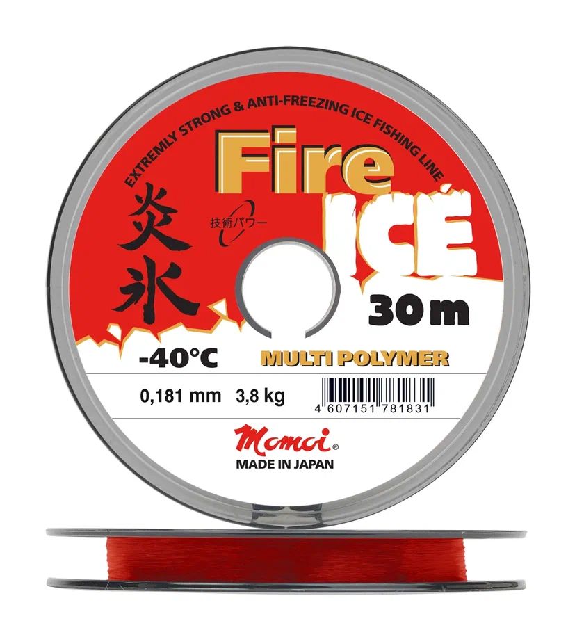 Монофильная леска для рыбалки Momoi FIRE ICE, 0.181 мм, 3.8 кг, 30 м, зимняя леска, 1 шт