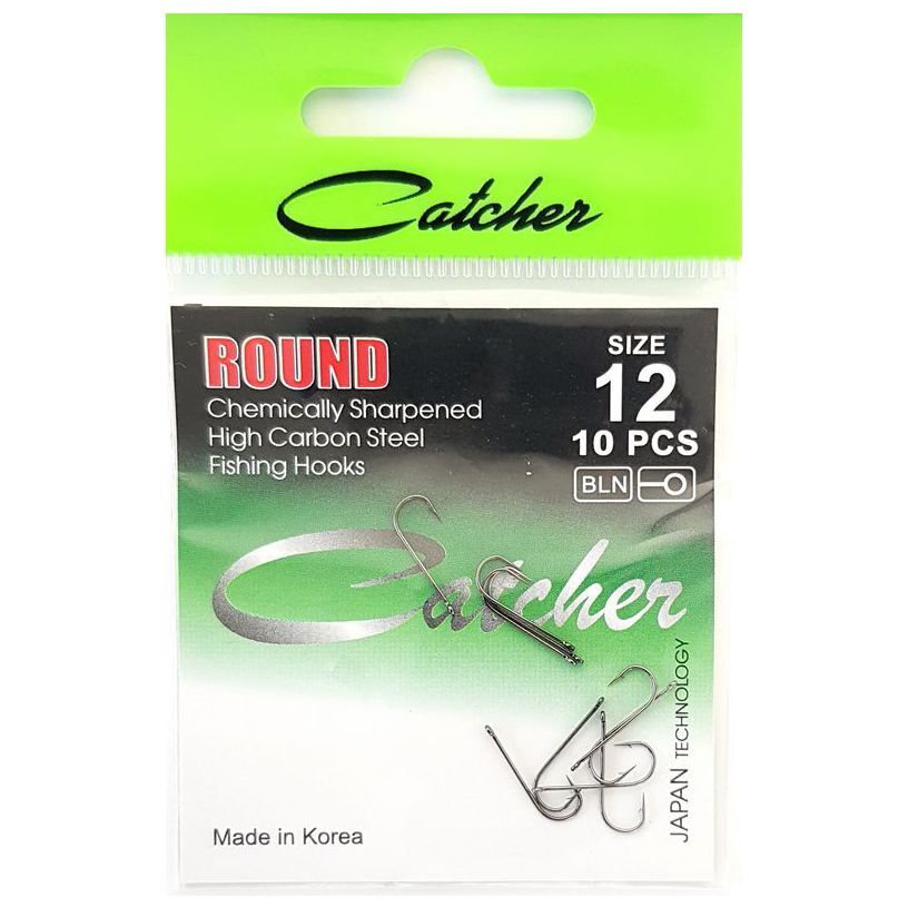 

Одинарные крючки Catcher абердин №12 BN, с колечком, прямое острие, с бородкой, Черный, ROUND