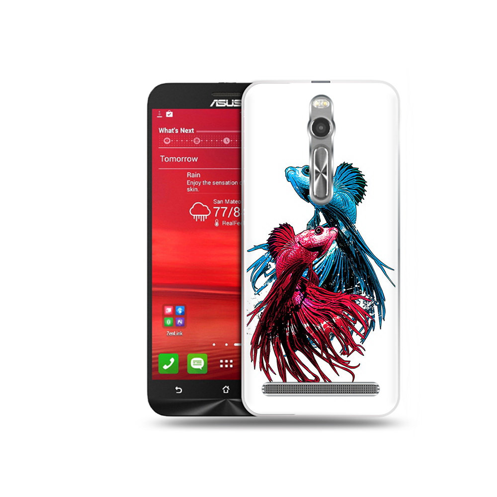 

Чехол MyPads Tocco для Asus Zenfone 2 (ZE550ML) рыбы петушки (PT11329.657.592), Прозрачный, Tocco