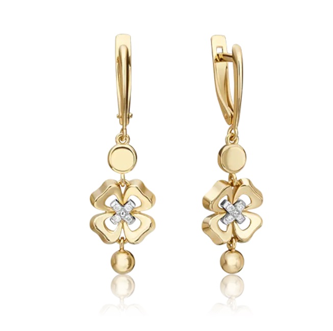 

Серьги из белого, желтого золота с бриллиантом PLATINA jewelry 02-4815-00-101-1121, 02-4815-00-101-1121