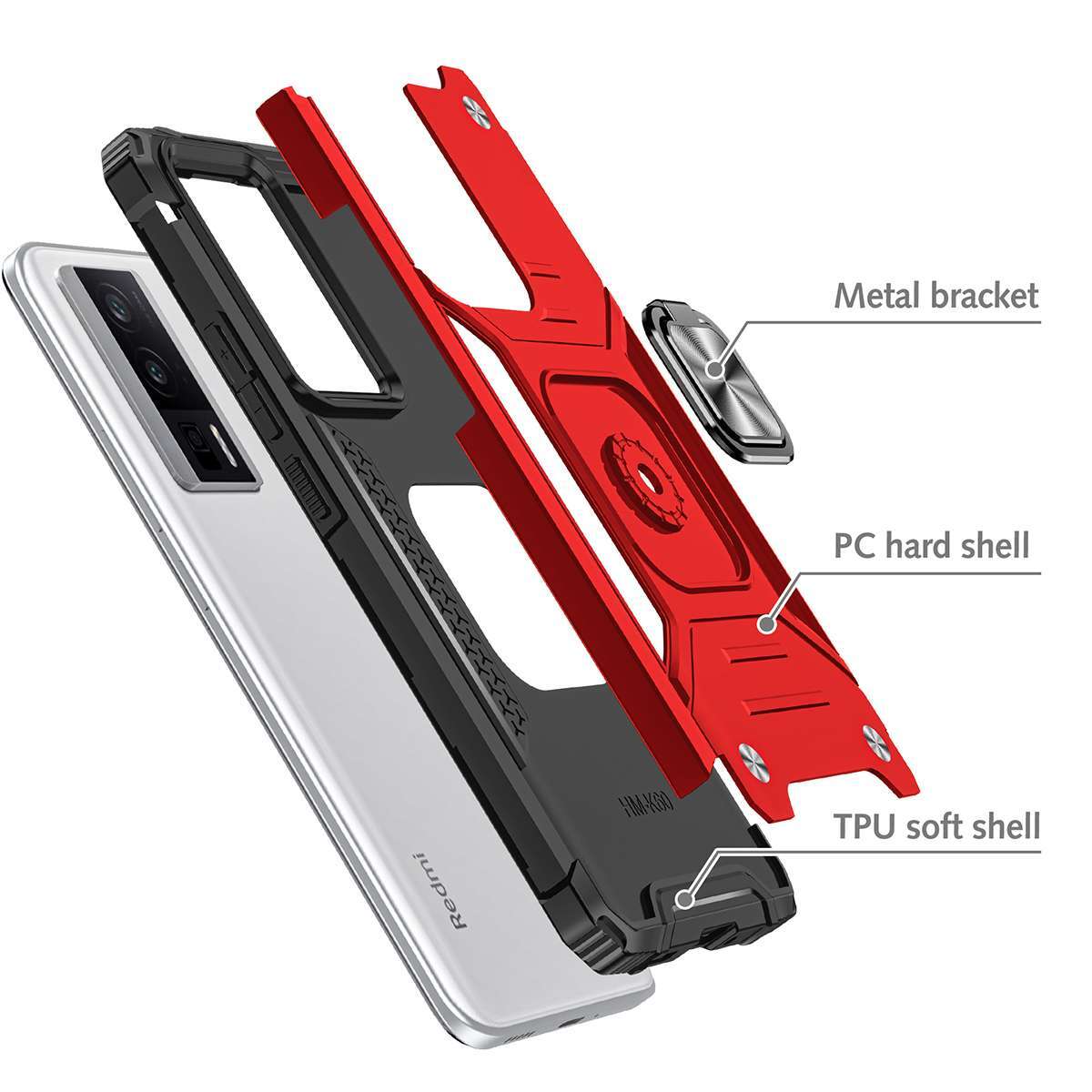 

Противоударный чехол Legion Case для Poco F5 Pro красный, 406539675