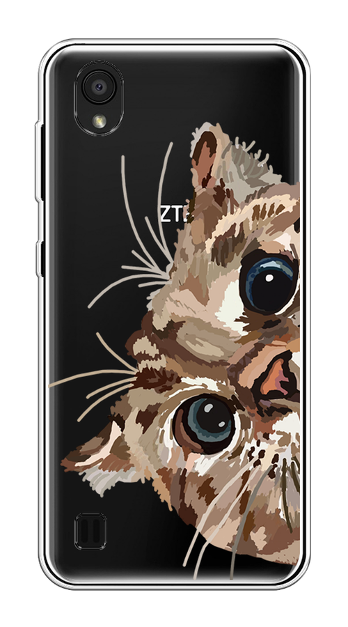 

Чехол на ZTE Blade A5 (2019) "Любопытный кот", Коричневый;синий;черный, 133050-1