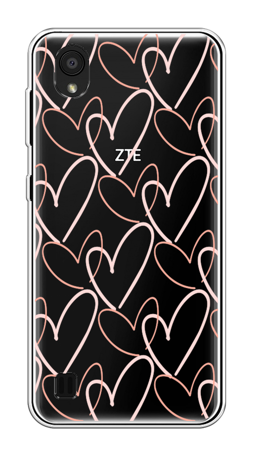 

Чехол на ZTE Blade A5 (2019) "Узор из сердечек", Розовый;бежевый, 133050-6