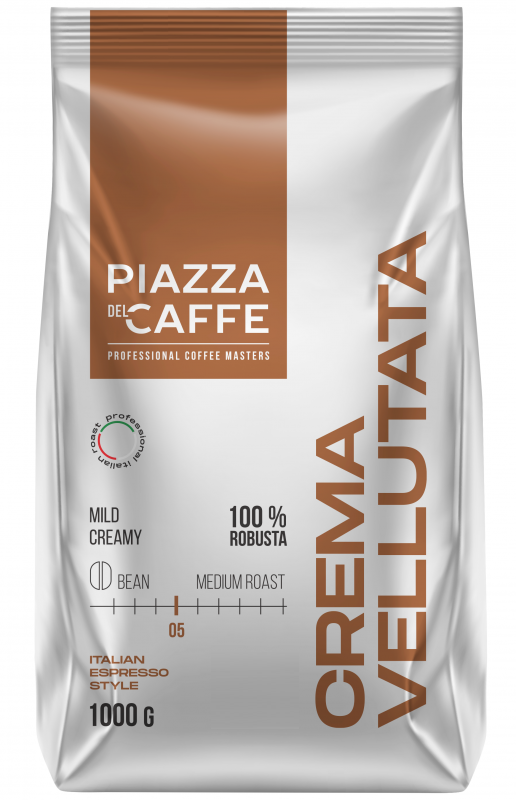 Кофе в зёрнах Piazza del Caffe Crema Vellutata, средняя обжарка, 1 кг