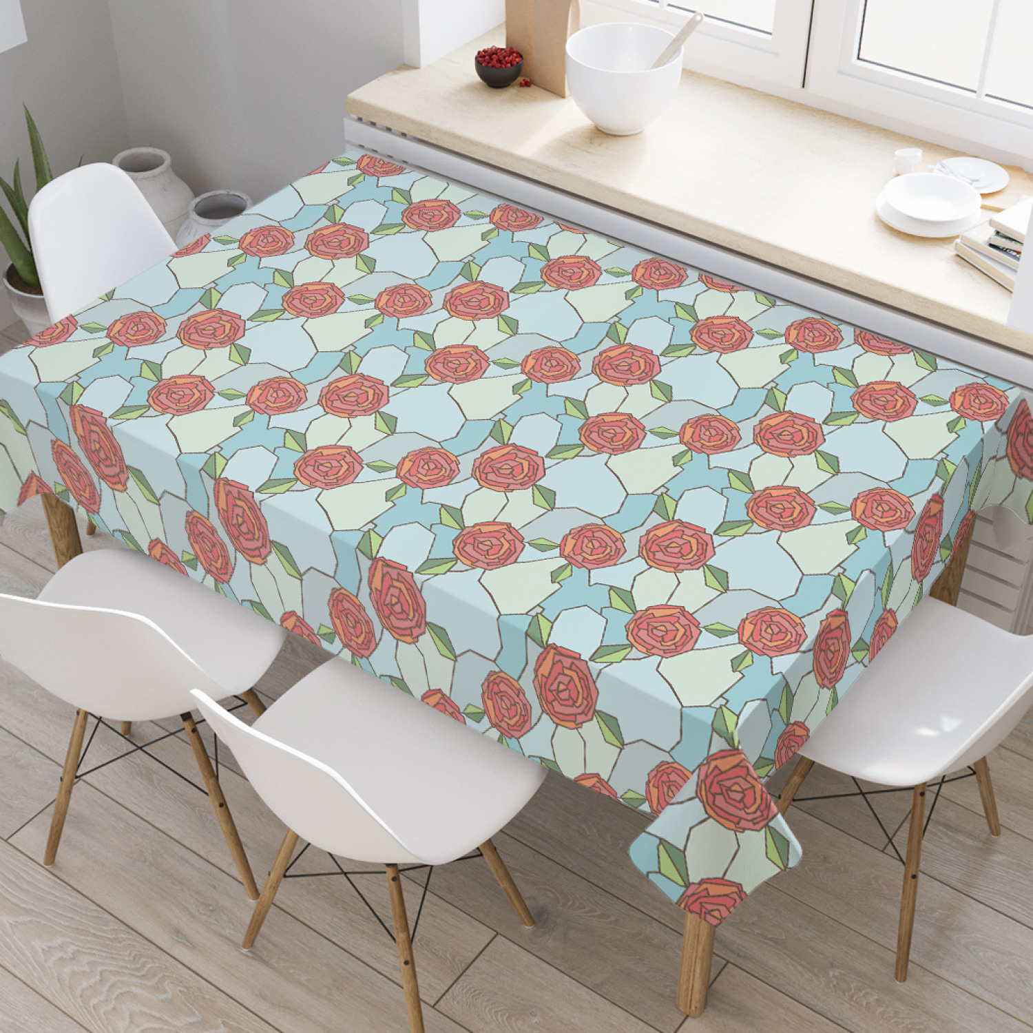 

Скатерть прямоугольная JoyArty "Розы на трещинах" из оксфорда, 180x145 см, Голубой, Розы на трещинах