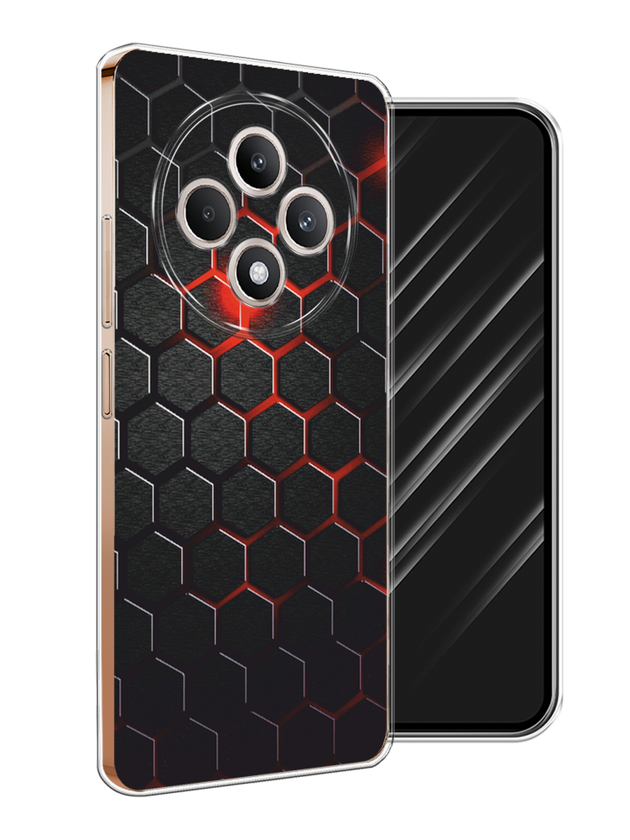 

Чехол Awog на Oppo Reno 12F "Фон соты красные", Красный;черный, 2517850-1