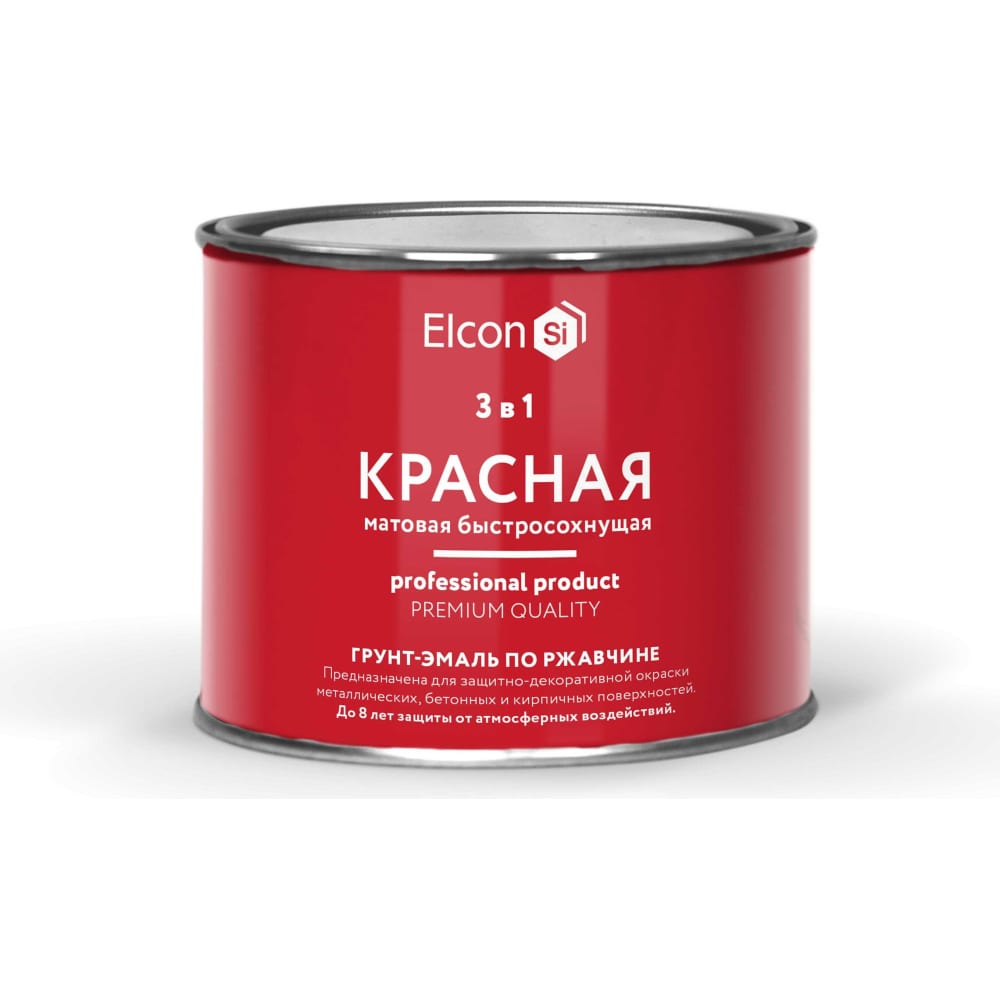 фото Elcon грунт-эмаль по ржавчине 3в1 матовая красная 0,4 кг 00-00462644