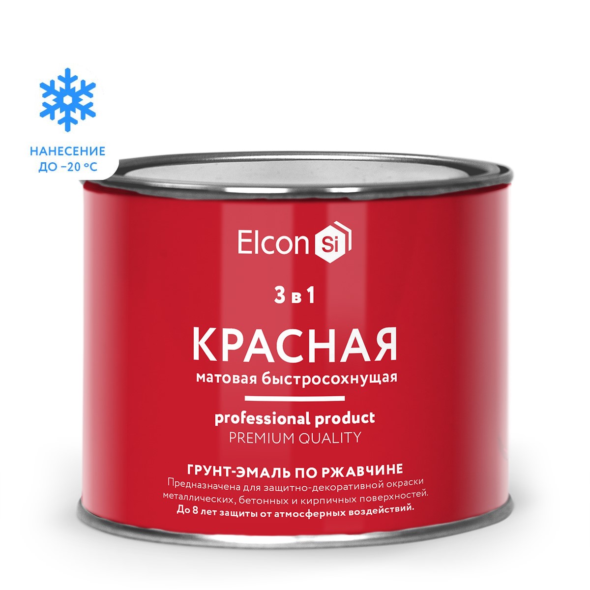 Elcon Грунт-эмаль по ржавчине 3в1 матовая красная 0,4 кг 00-00462644