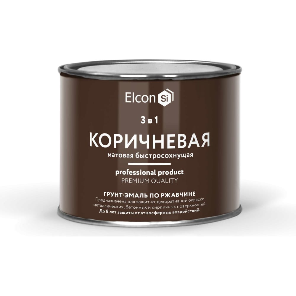 фото Elcon грунт-эмаль по ржавчине 3в1 матовая коричневая 0,4 кг 00-00462643