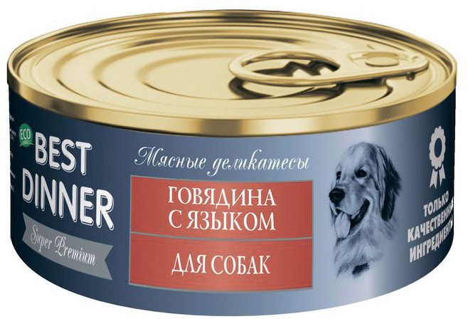 

Консервы для собак Best Dinner Super Premium, говядина с языком, 100 г, Super Premium Мясные деликатесы