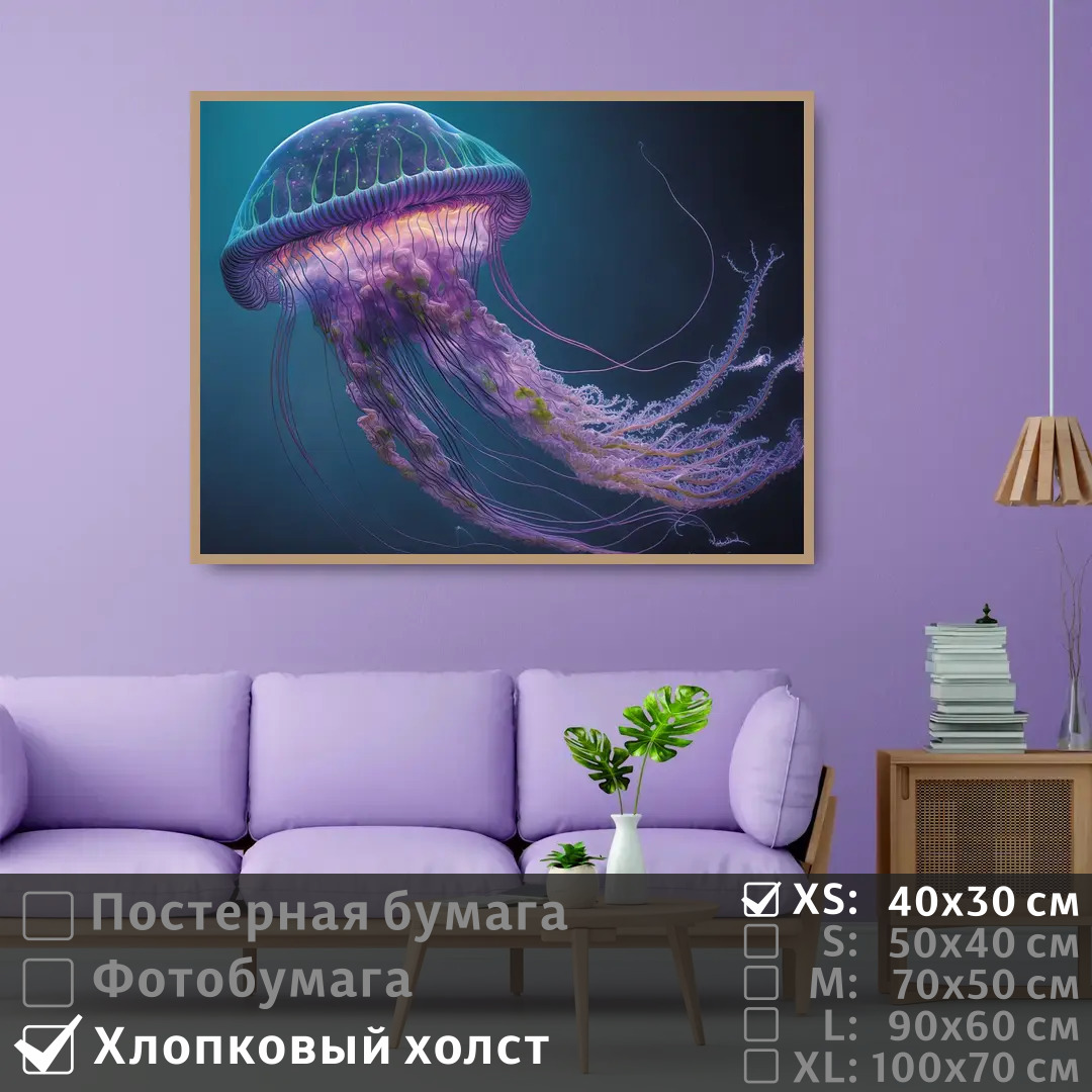 

Постер на холсте ПолиЦентр Светящаяся медуза под водой 40х30 см, СветящаясяМедузаПодВодой