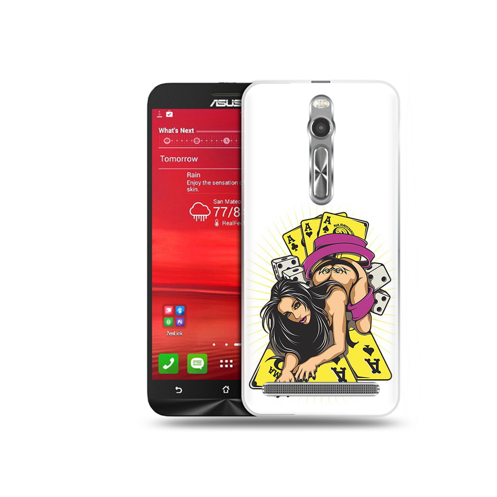 Чехол MyPads Tocco для Asus Zenfone 2 (ZE550ML) нарисованная девушка с игровыми картами