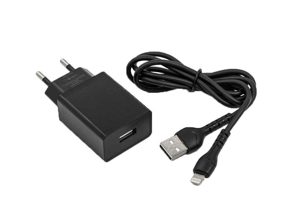 Зарядное устройство Mirex U16i 1xUSB-А 2.4A + кабель Lightning 1m Black 13701-U16iBK