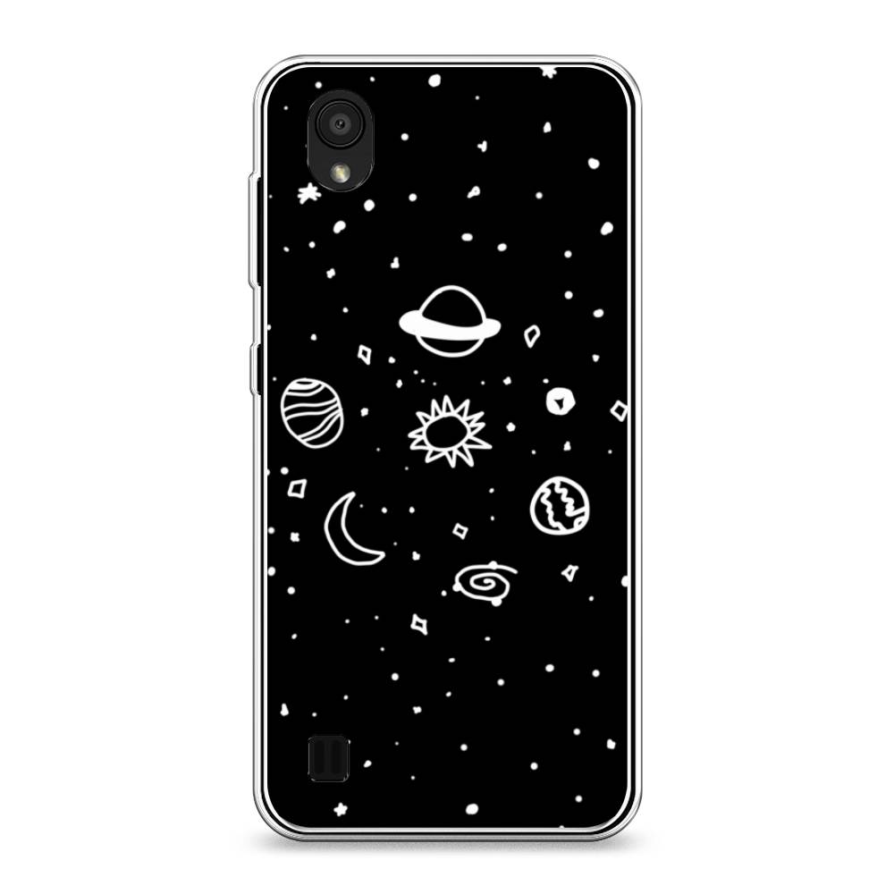 

Чехол на ZTE Blade A5 (2019) "Дудл солнечной системы", Бежевый;серый, 133050-2
