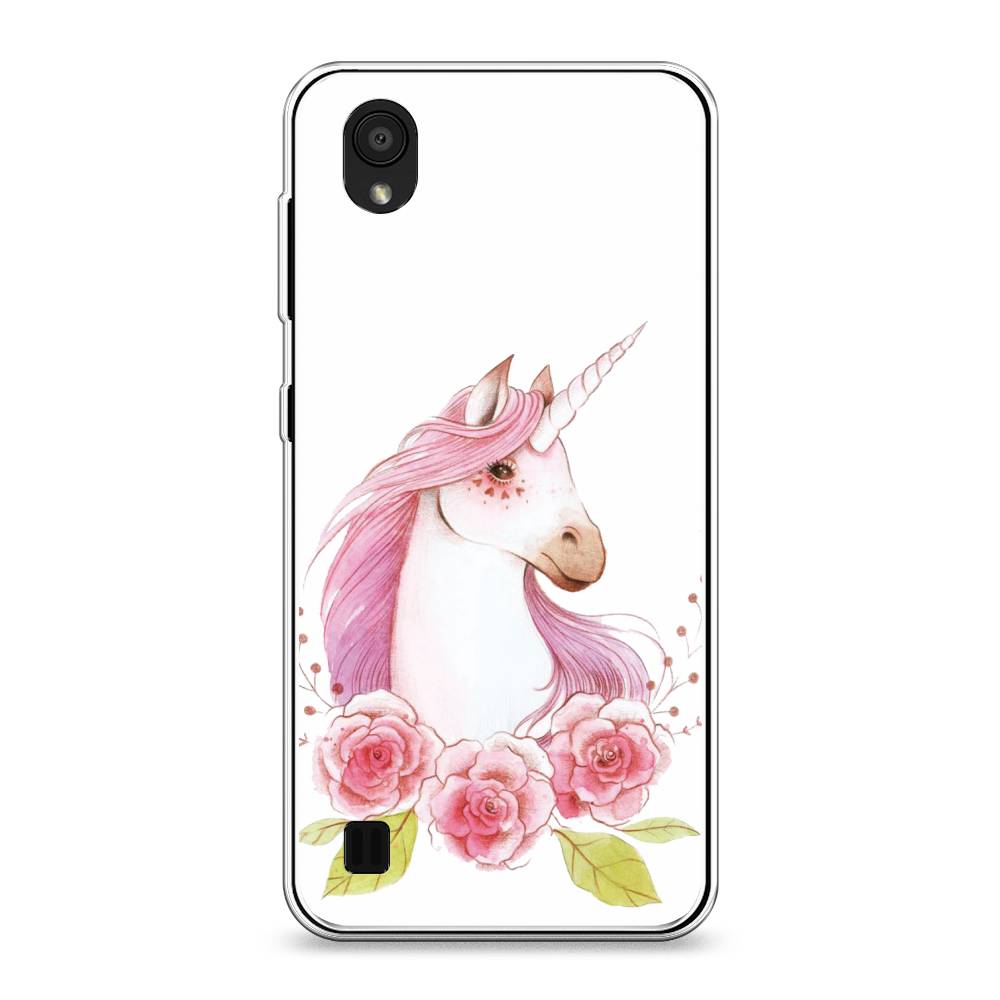 

Чехол на ZTE Blade A5 (2019) "Единорог цветы", Белый;розовый;серый, 133050-1
