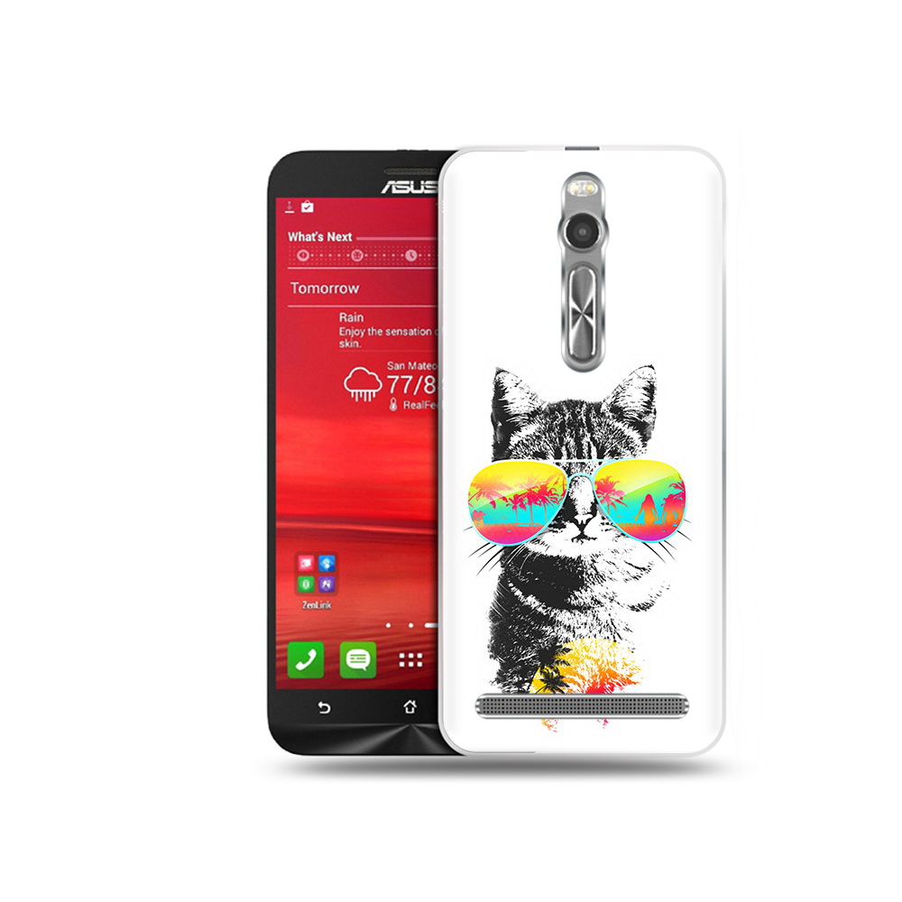 

Чехол MyPads Tocco для Asus Zenfone 2 (ZE550ML) крутой кот (PT11329.657.425), Прозрачный, Tocco