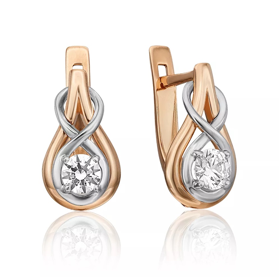 

Серьги из комбинированного золота с бриллиантом PLATINA jewelry 02-4467-00-101-1121-30, 02-4467-00-101-1121-30