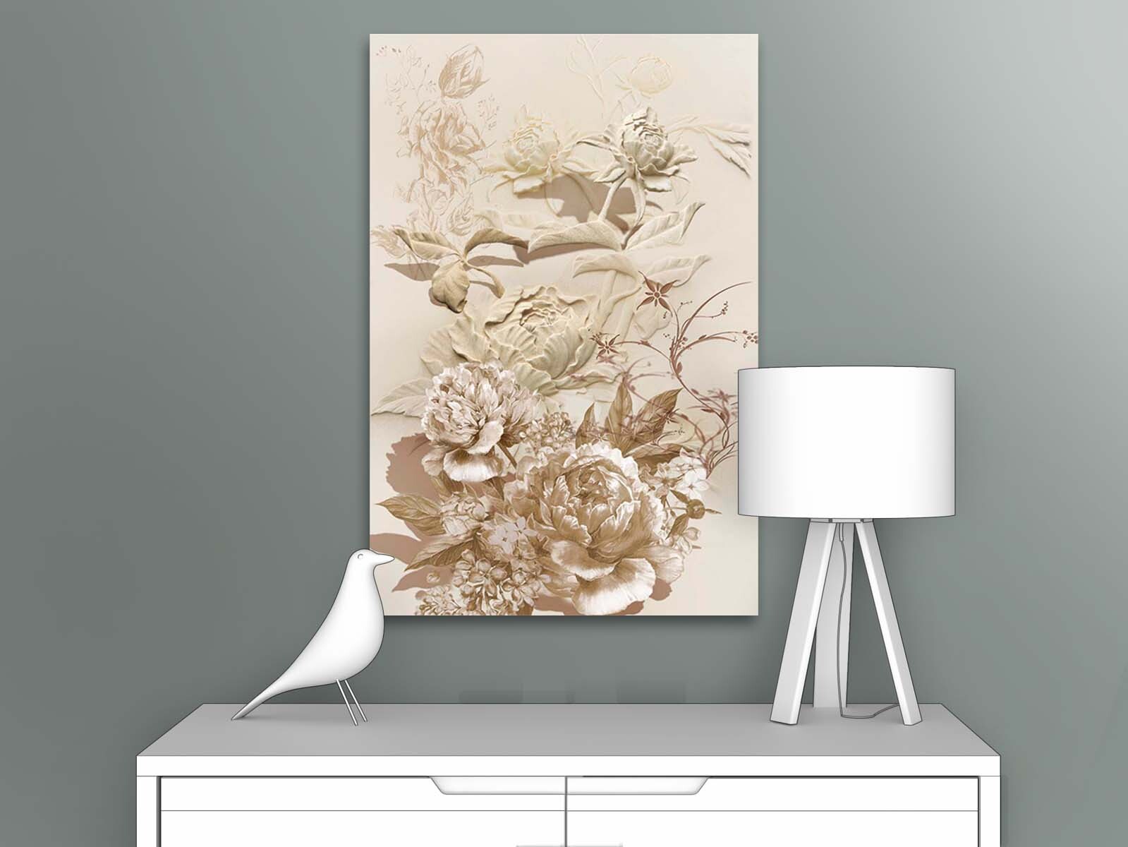 

Картина на стену для интерьера ПЕРВОЕ АТЕЛЬЕ "Объемные гипсовые пионы" 35х53 см, Объемные гипсовые пионы