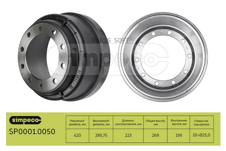 Тормозной барабан SIMPECO SP00010050