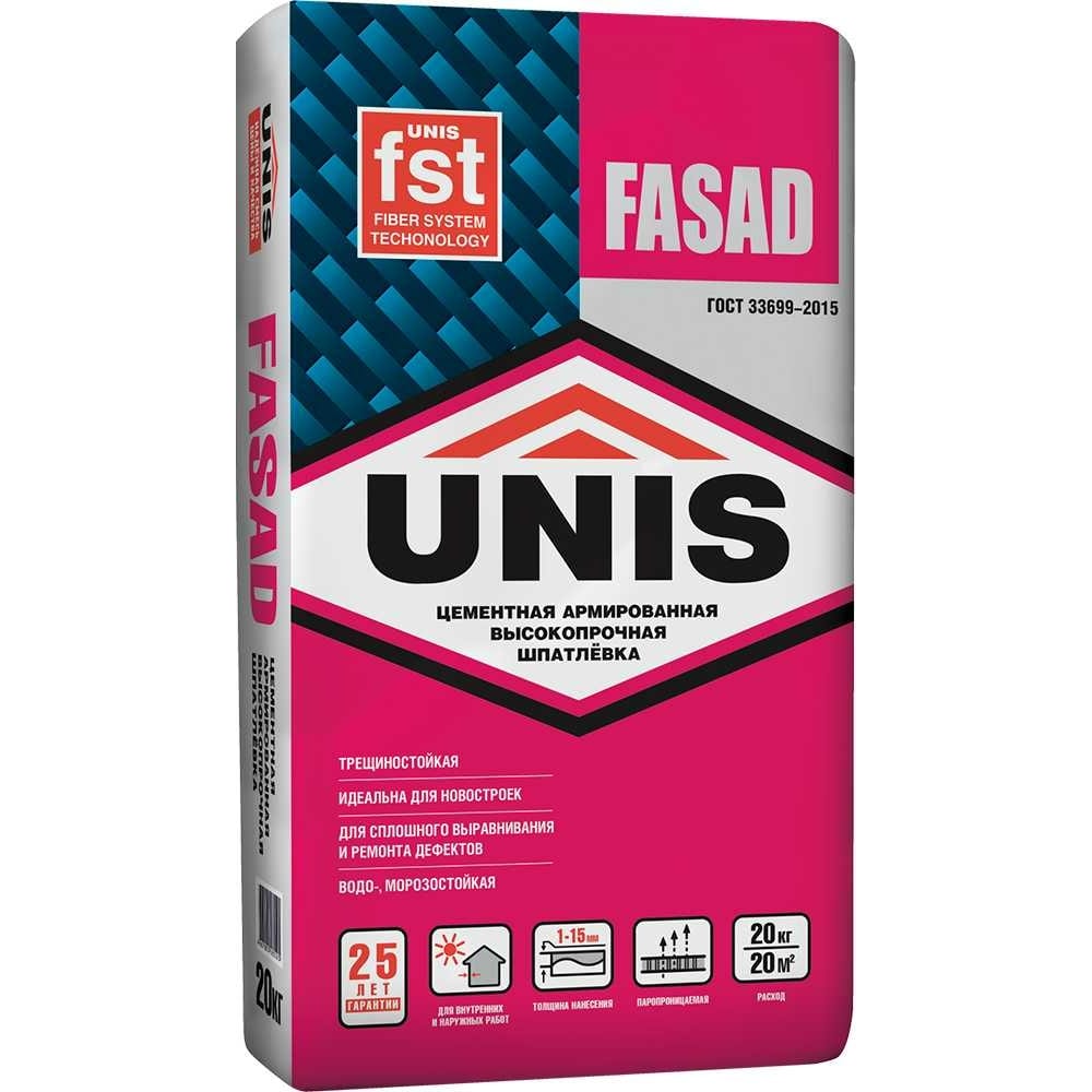 UNIS Fasad шпатлевка цементная 20 кг 4607005185525