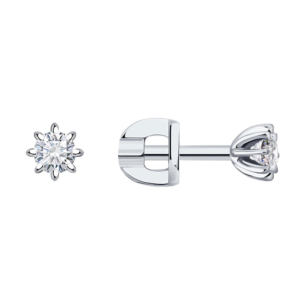 

Серьги пусеты из белого золота Diamant 52-222-01702-1, бриллиант, 52-222-01702-1