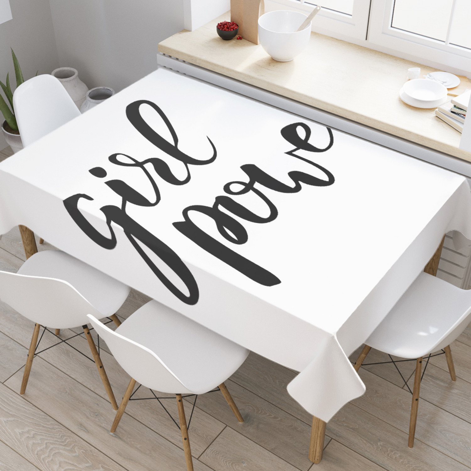 

Скатерть прямоугольная JoyArty "Сила девушки" из оксфорда, 180x145 см, Белый, Сила девушки