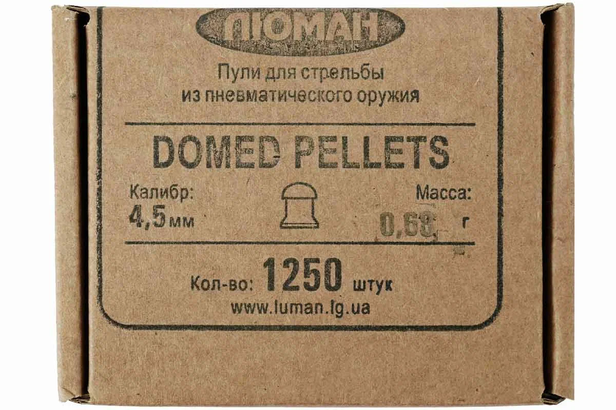 

Пули для пневматики Люман Domed pellets 4,5 мм 0,68 гр 1250 шт, Серый