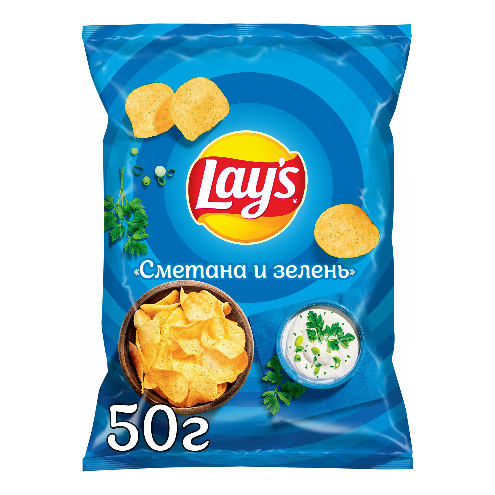 Чипсы Lay's из натурального картофеля сметана, зелень 50 г