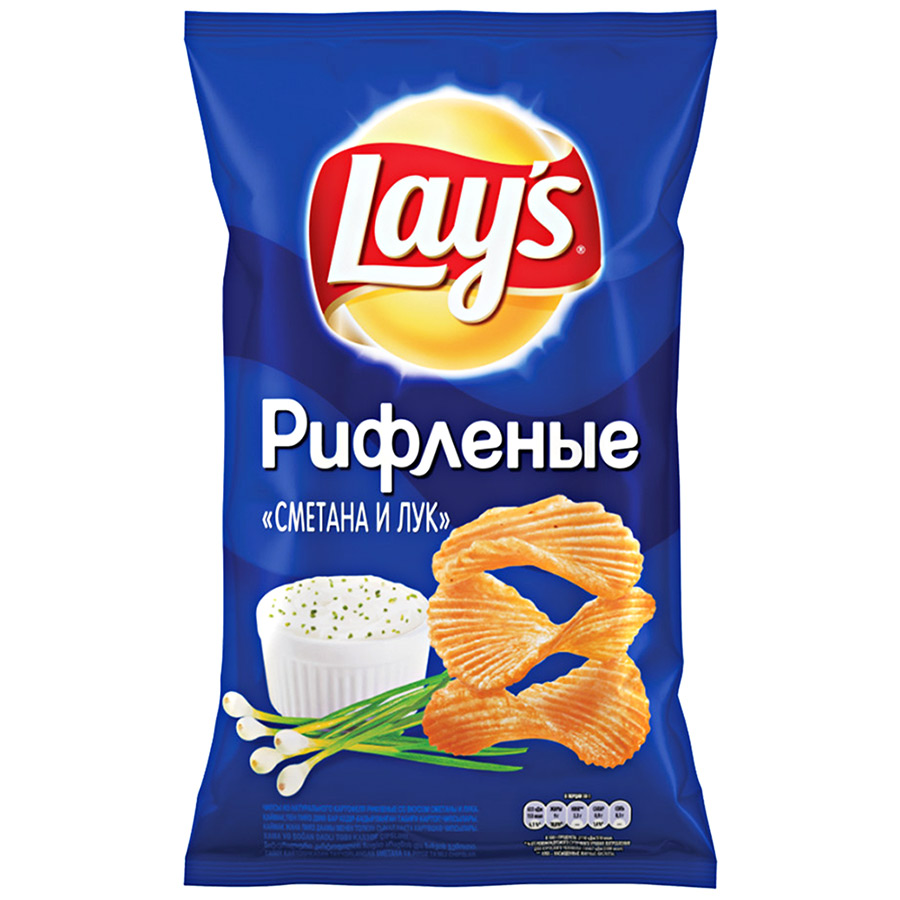 фото Чипсы lay's рифленые из натурального картофеля сметана, лук 50 г