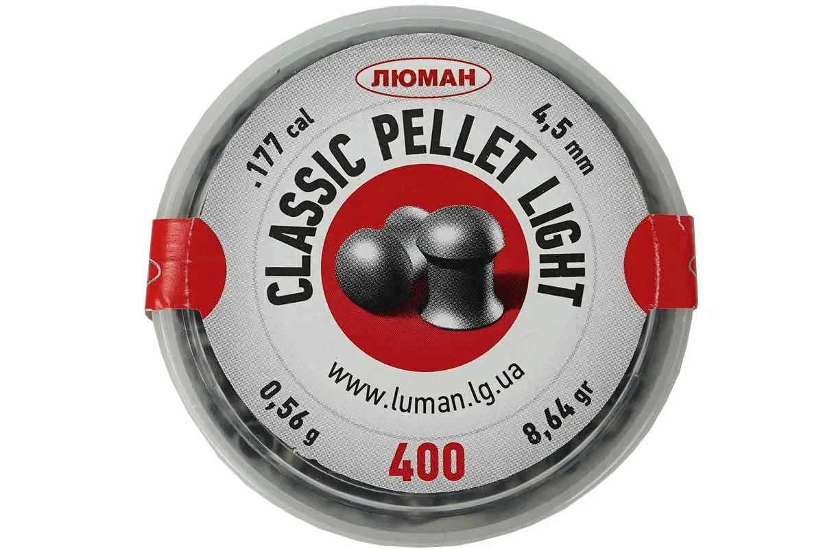 

Пули для пневматики Люман Classic pellets light 0,56 гр. 4,5 мм. 400 шт, Серый