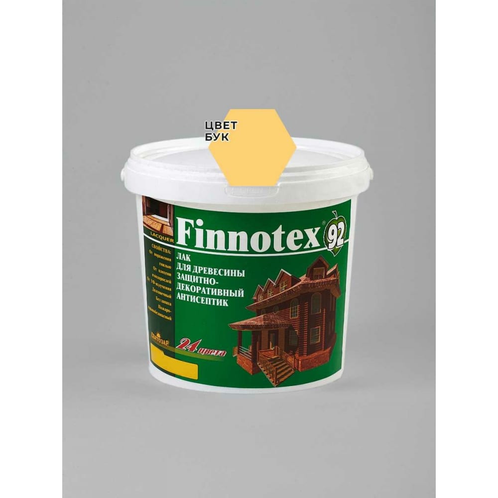 

Finlux "Святозар-92 FINNOTEX. Лак акриловый декоративный полуглянцевый. Бук. 0,8 л 4603783