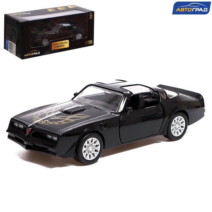 фото Автоград машина металлическая pontiac firebird, 1:32, открываются двери, инерция, чёрный