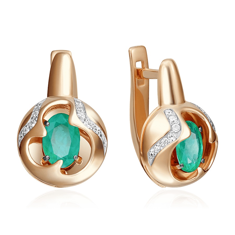 

Серьги из красного золота с изумрудом, бриллиантом PLATINA jewelry 02-4159-00-106-1110-30, 02-4159-00-106-1110-30