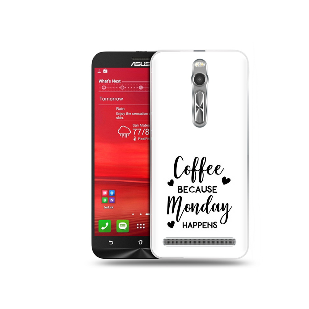 Чехол MyPads Tocco для Asus Zenfone 2 (ZE550ML) кофе и понедельник стал счастливым