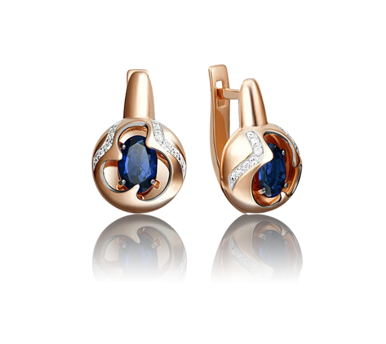 

Серьги из красного золота с сапфиром/бриллиантом PLATINA jewelry 02-4159-00-105-1110-30, 02-4159-00-105-1110-30