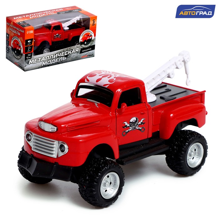 

Автоград Джип металлический «Пикап», открываются двери, инерция, 1:36, свет и звук, красны