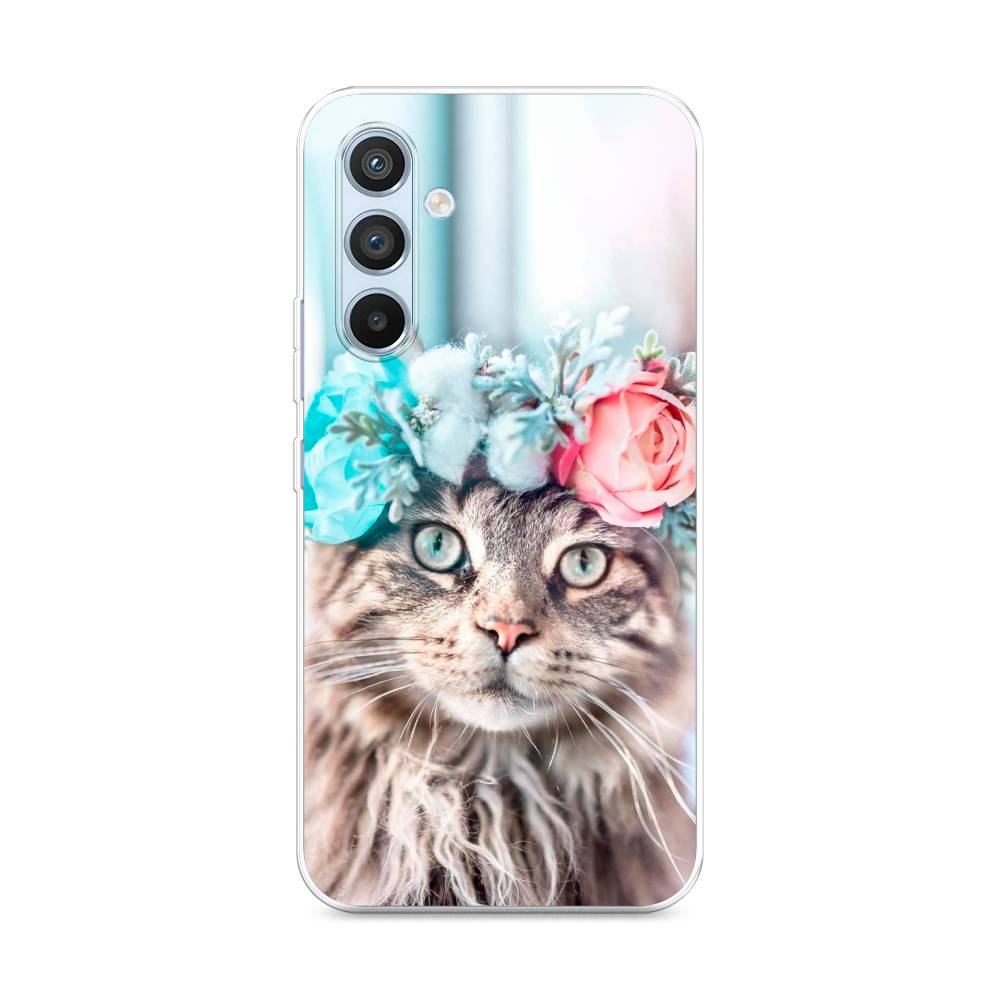 

Чехол Awog на Samsung Galaxy A54 "Кот в венке", Серый;голубой;розовый, 2107750-2