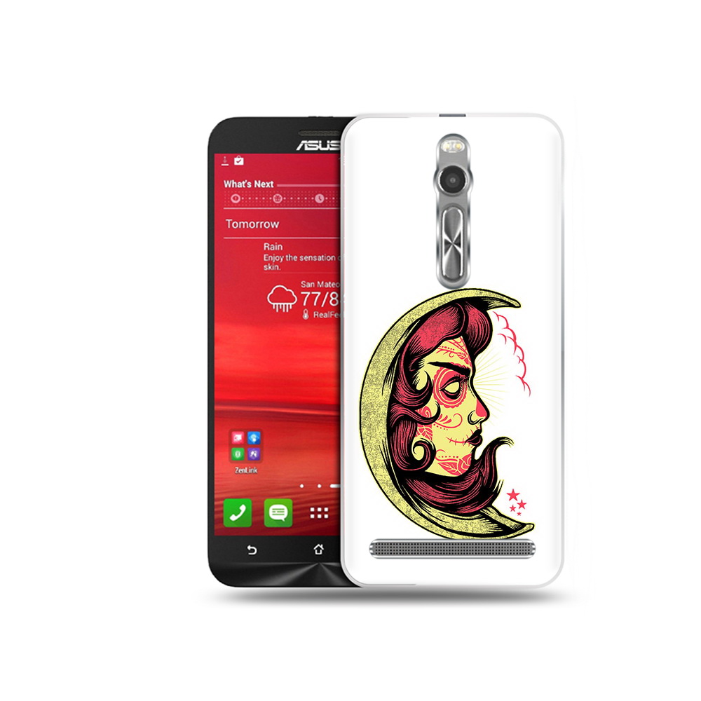 

Чехол MyPads Tocco для Asus Zenfone 2 (ZE550ML) желтый полумесяц с лицом девушки, Прозрачный, Tocco