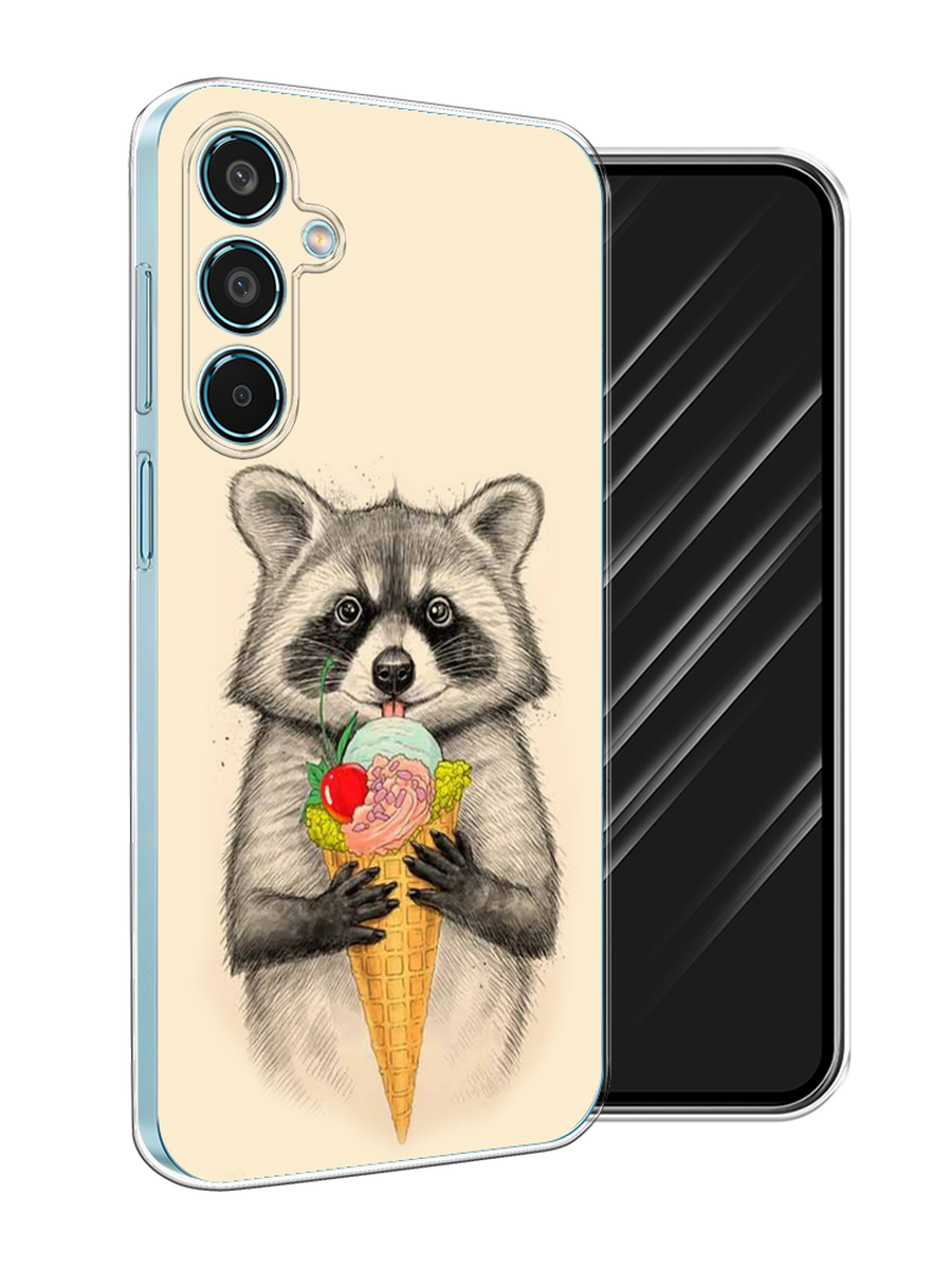 

Чехол Awog на Samsung Galaxy M35 "Енот с мороженым", Бежевый;серый, 2110050-1