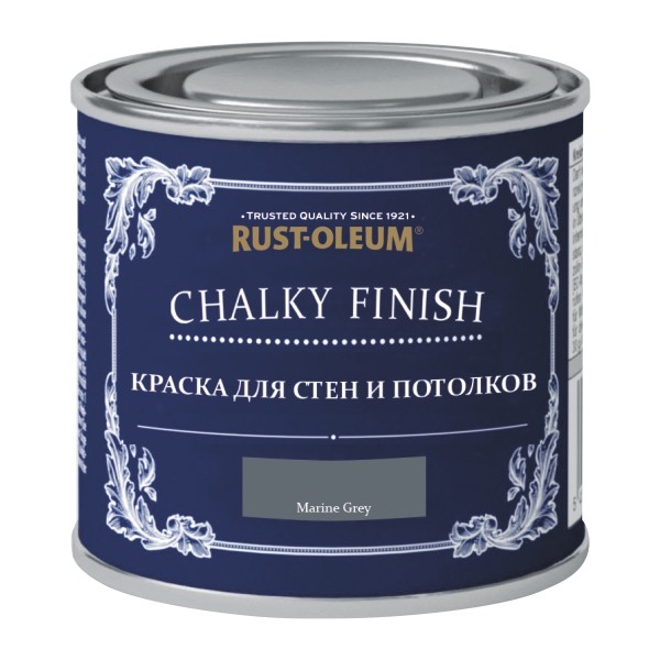 фото Краска для стен и потолка матовая chalky finish, акриловая, 0.125 л, серый морской rust-oleum