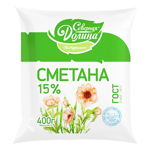 Сметана Северная Долина 15% 400 г