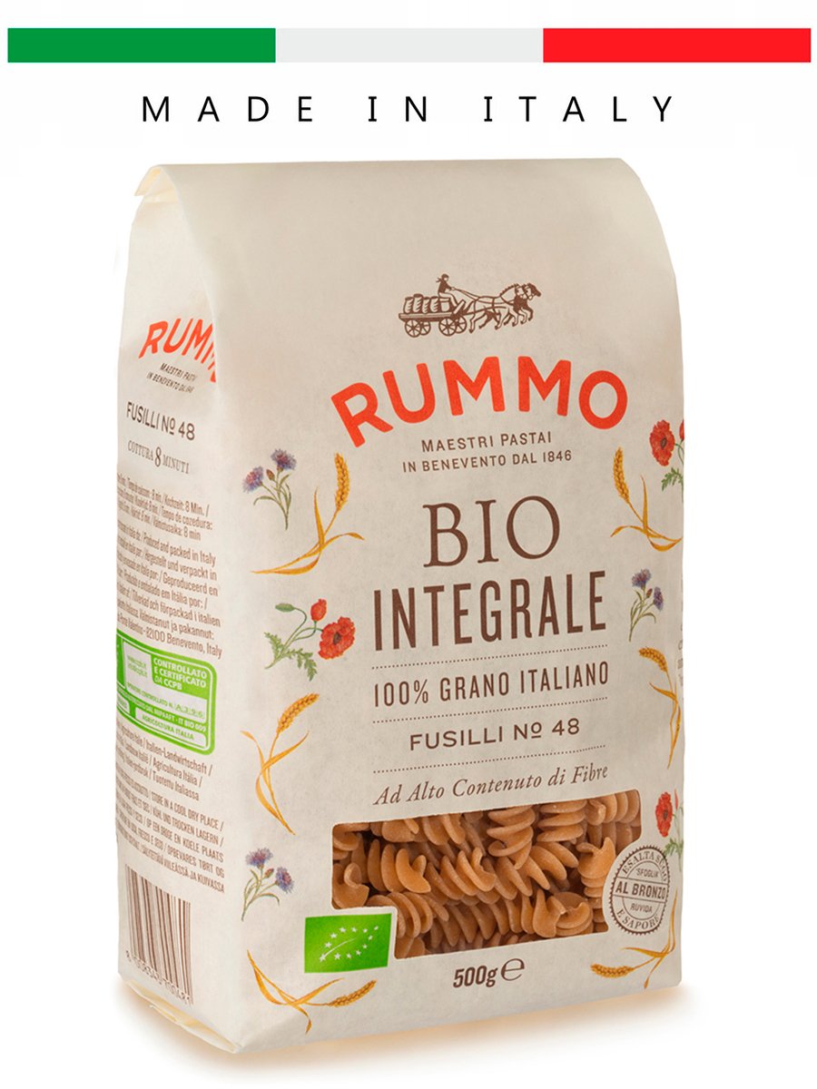 Паста макароны из твердых сортов пшеницы Rummo Био FUSILLI BIO INTEGRALI N48 Италия, 500гр
