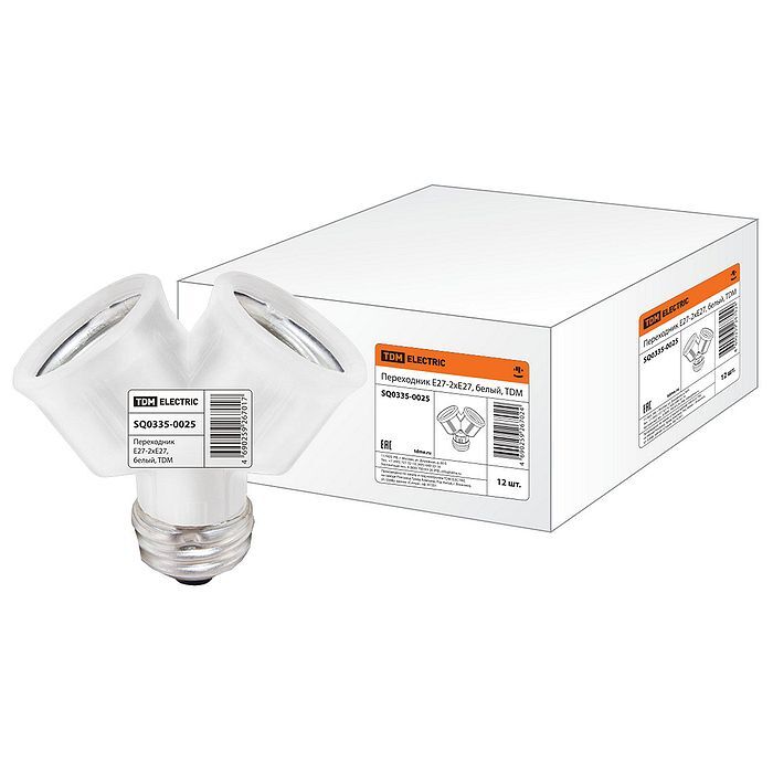 Переходник для ламп TDM ELECTRIC SQ0335-0025-1 Е27-2хЕ27, белый, IP20, 2 шт.