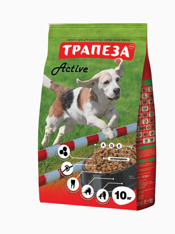 фото Сухой корм для собак трапеза active, все породы, для активных, мясо, 10кг