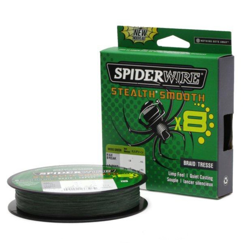 Шнур плетеный SPIDERWIRE Х8 Braid Stealth Smooth 150м темнозеленый 0,33мм 38,1кг