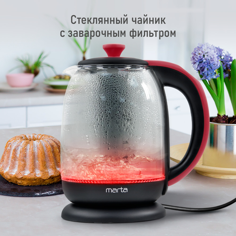

Чайник электрический Marta MT-4622 1.8 л черный, MT-4622