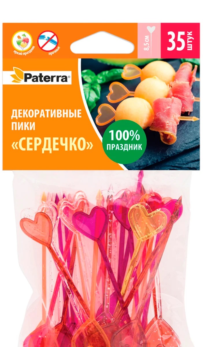 

Пики Paterra Сердечко декоративные 8,5 см 35 шт