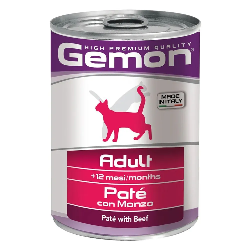 

Консервы для кошек Gemon Adult, паштет с говядиной, 12 шт по 400г, Adult